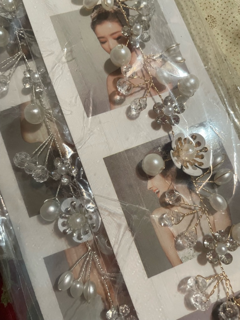 Pearl & Crystal Floral Bridal Hairpiece - Gold Accent